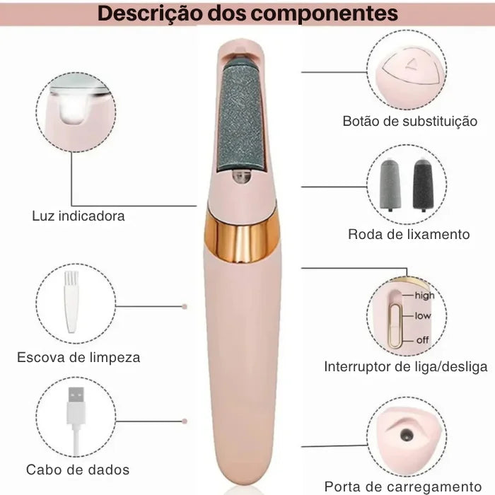 Lixador e Removedor De Calos Recarregável