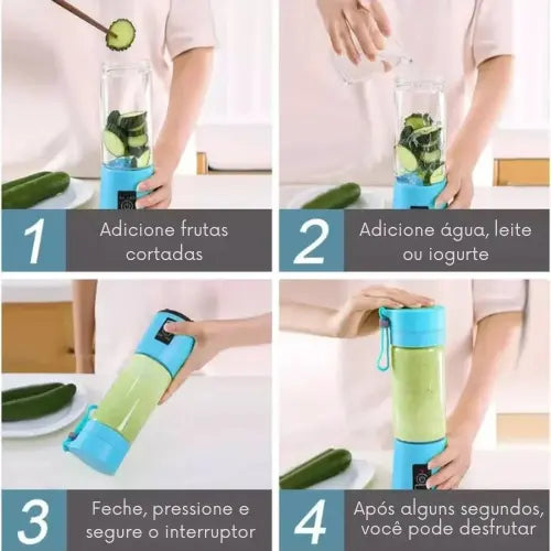 Mini Liquidificador Portátil USB com 6 Lâminas