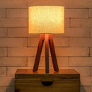 Abajur de Mesa com Base em Madeira Rústica