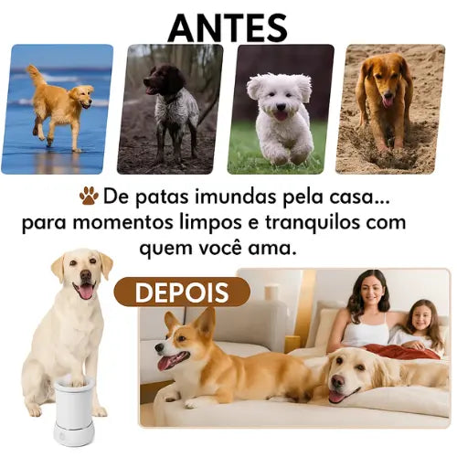 Lavadora automática de patas para cães e gatos - Limpeza Rápida, Sem Bagunça | A Solução contra Patas Sujas