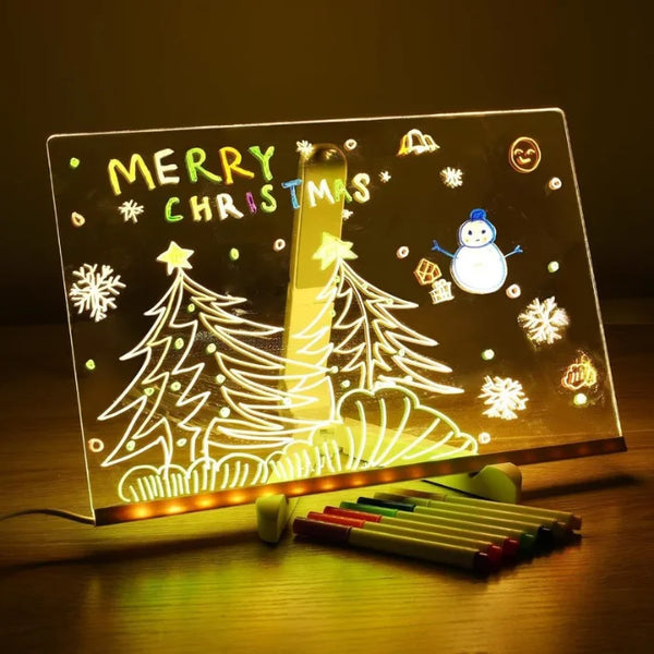 Quadro de desenho com LED + canetinhas e suporte GRÁTIS