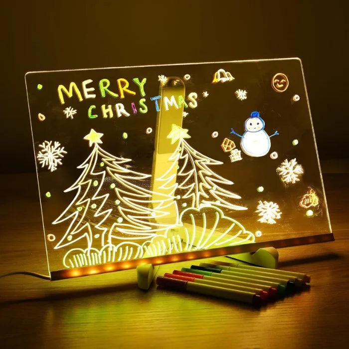 Quadro de desenho com LED + canetinhas e suporte GRÁTIS