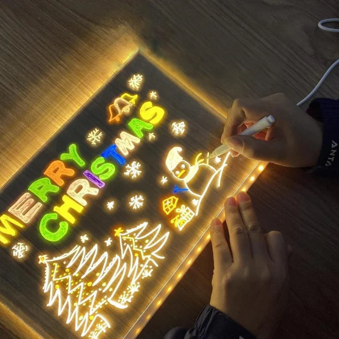 Quadro de desenho com LED + canetinhas e suporte GRÁTIS
