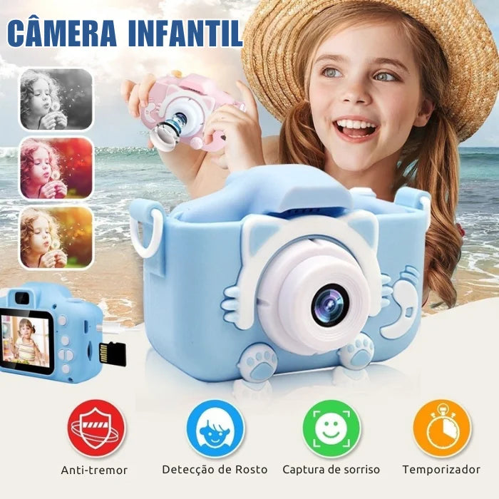 Mini câmera infantil recarregável e leve GRÁTIS Cartão SSD de 16GB