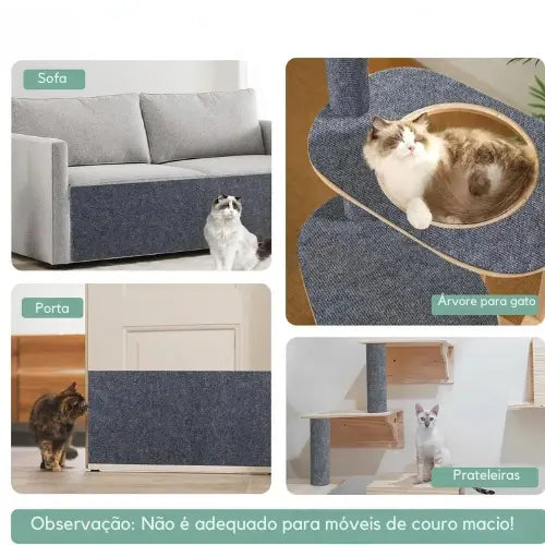Arranhador Adesivo para Gatos 30x60cm com Carpete de Alta Fixação