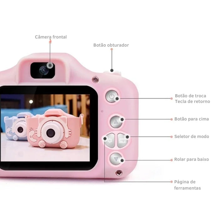 Mini câmera infantil recarregável e leve GRÁTIS Cartão SSD de 16GB