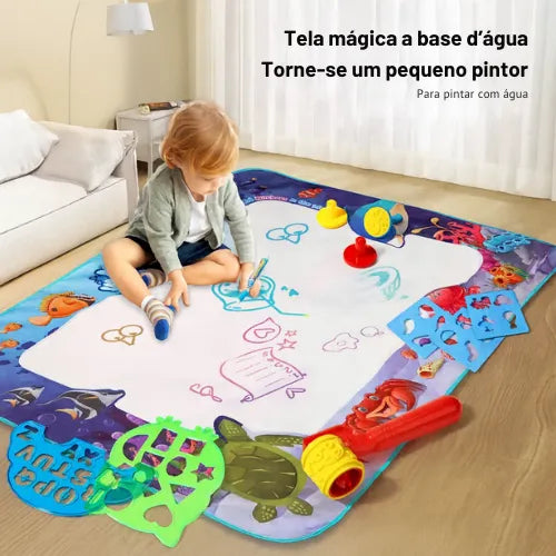 Tapete de desenho mágico a base de água para crianças + 18 itens e Frete GRÁTIS