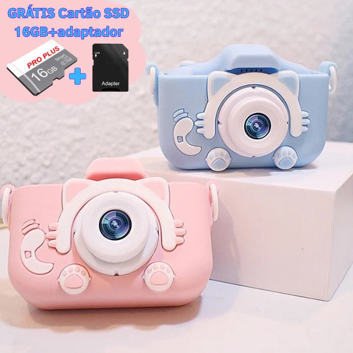 Mini câmera infantil recarregável e leve GRÁTIS Cartão SSD de 16GB
